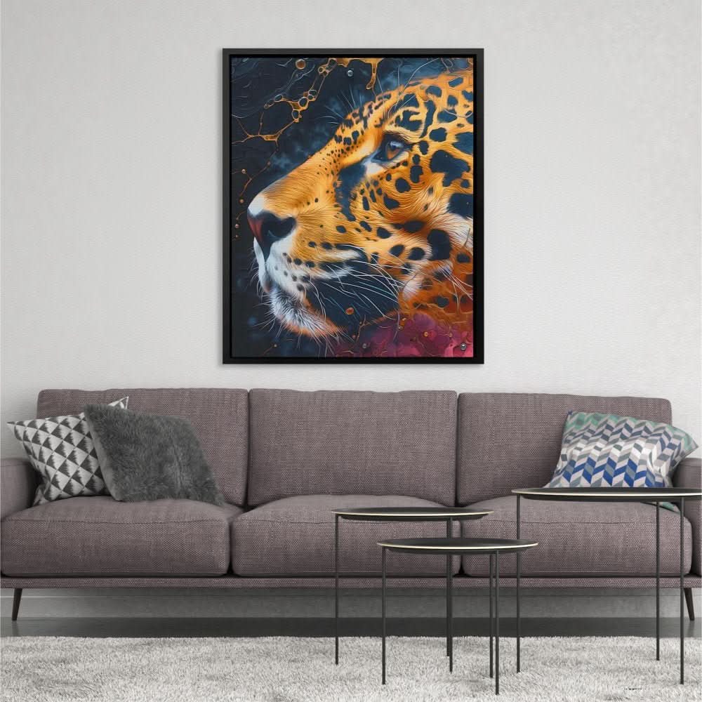 Liquid Leopard - Big Cat Wall Art in Black Frame