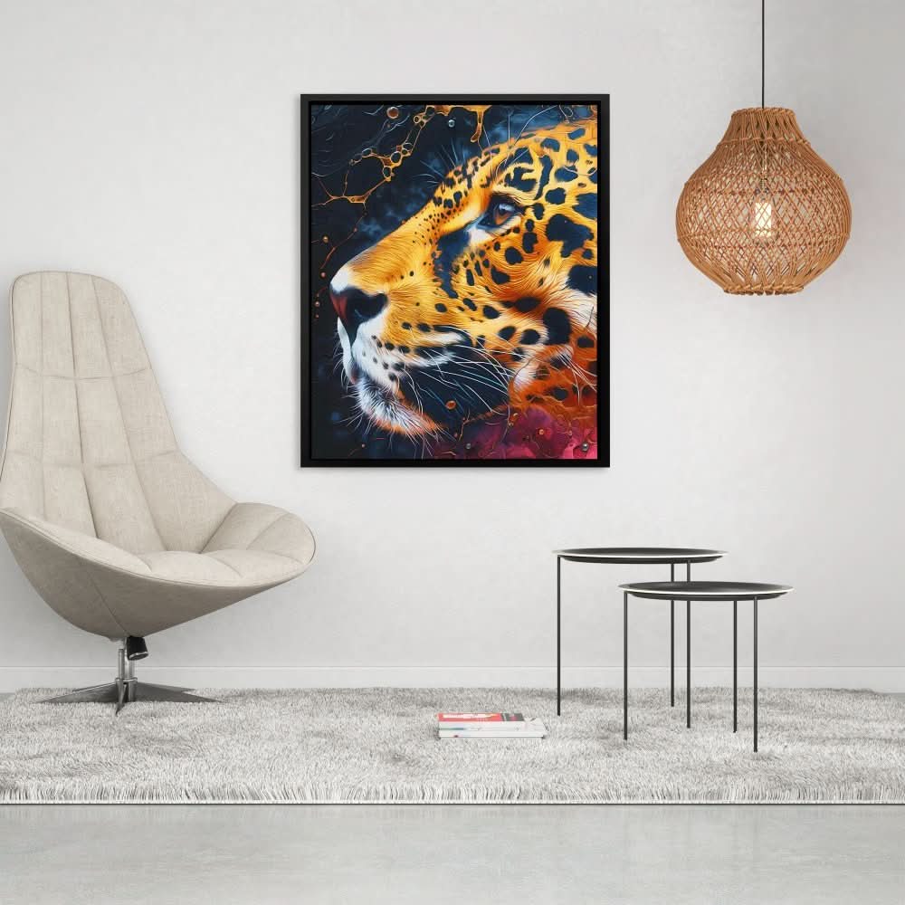 Liquid Leopard - Modern Wall Art in Black Frame