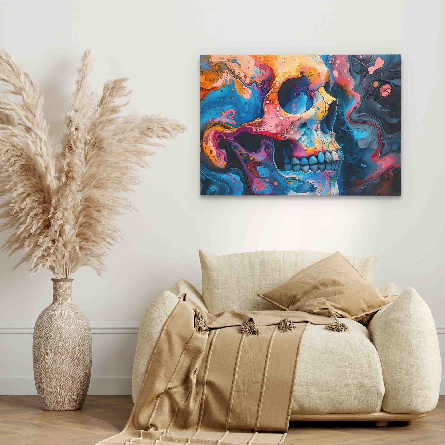 Liquid Paint Skull - Blue Wall Art