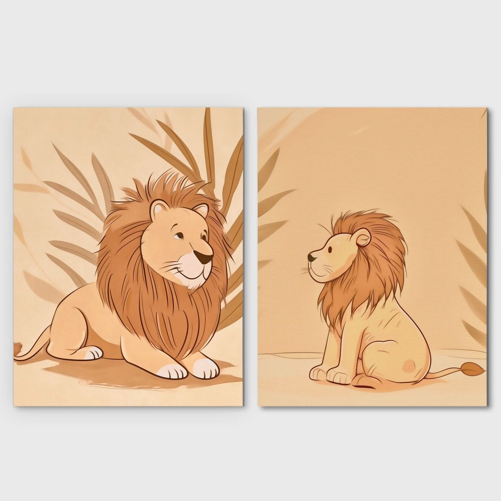 Little Lion Duo - Animals Canvas Wall Art