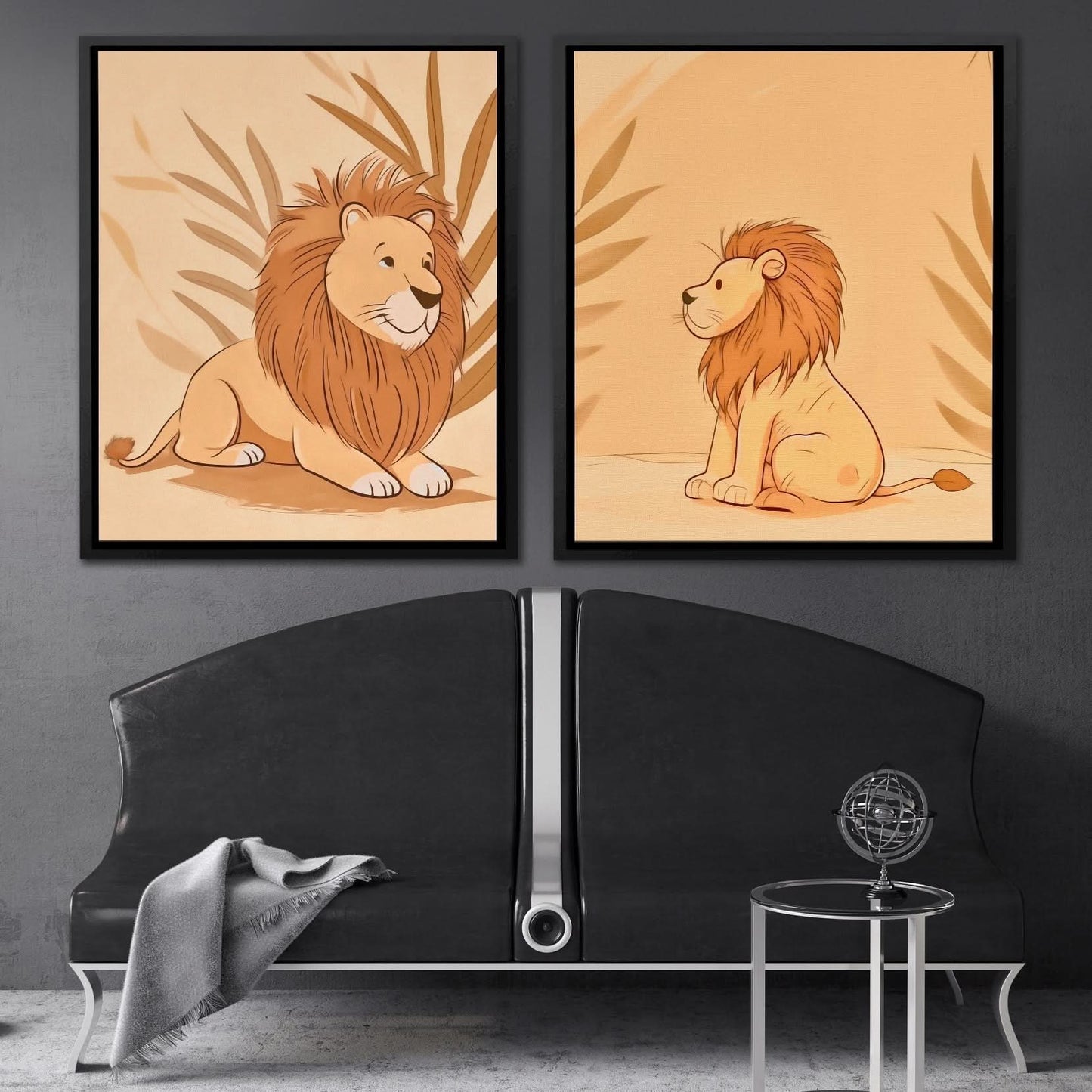 Little Lion Duo - Beige Lion Canvas Print
