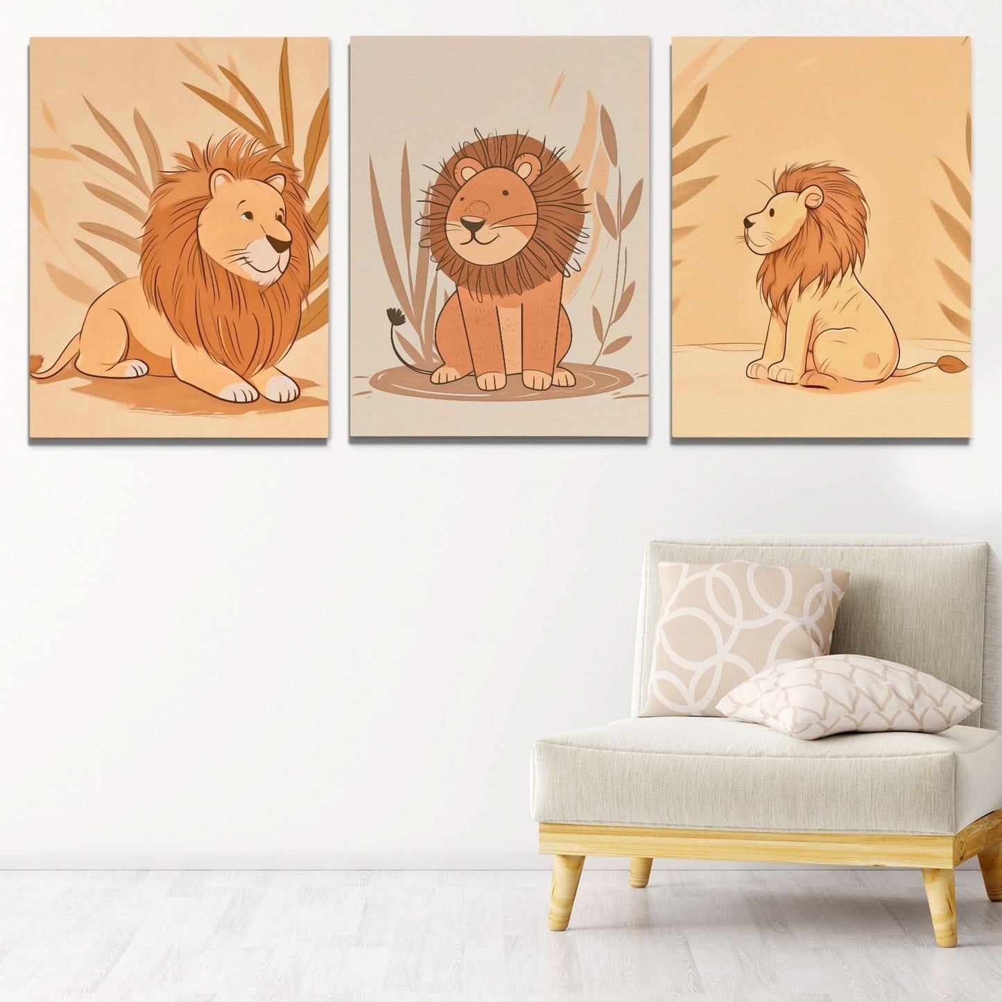 Little Lion Trio - Wall Art in Black Frame