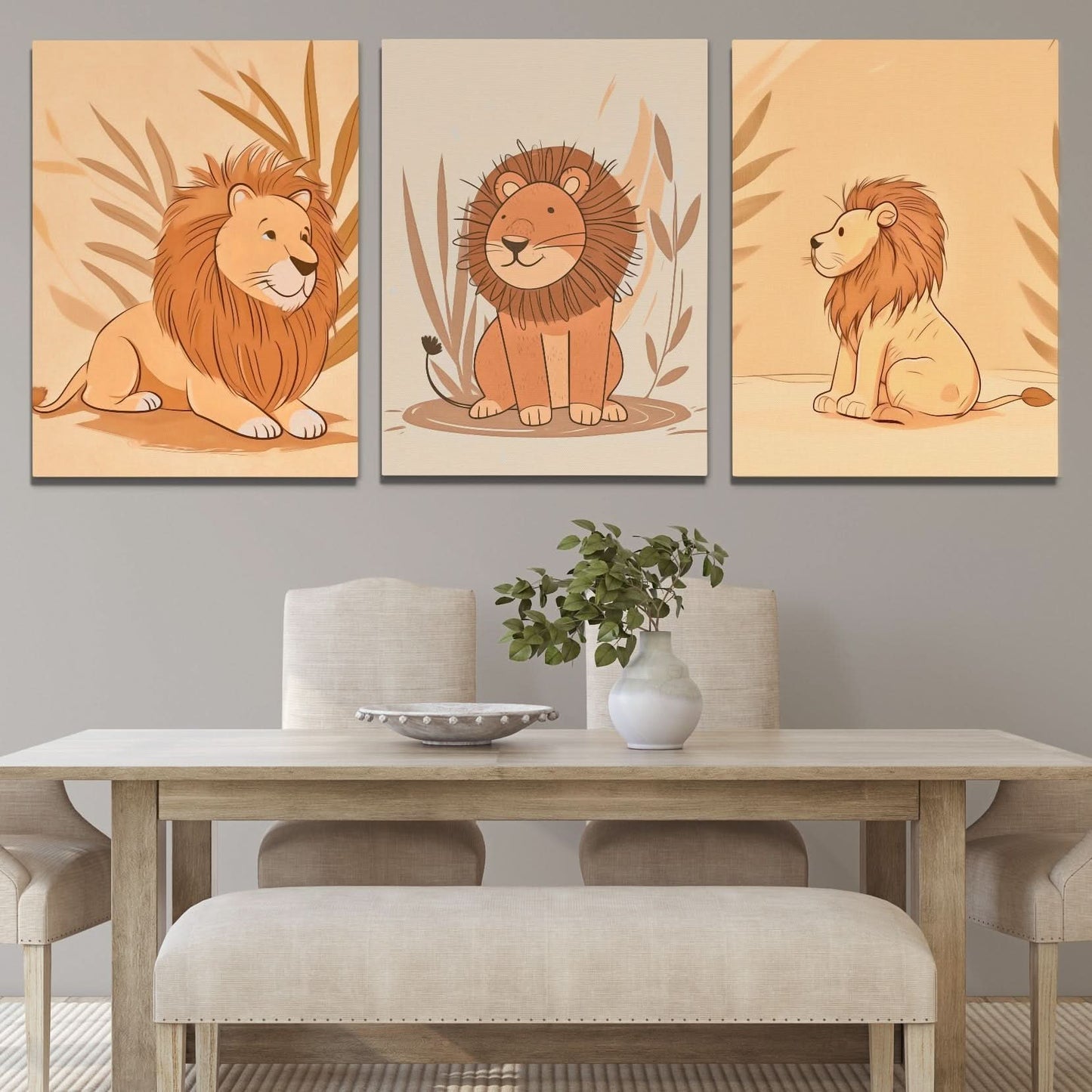 Little Lion Trio - Large Canvas Print
