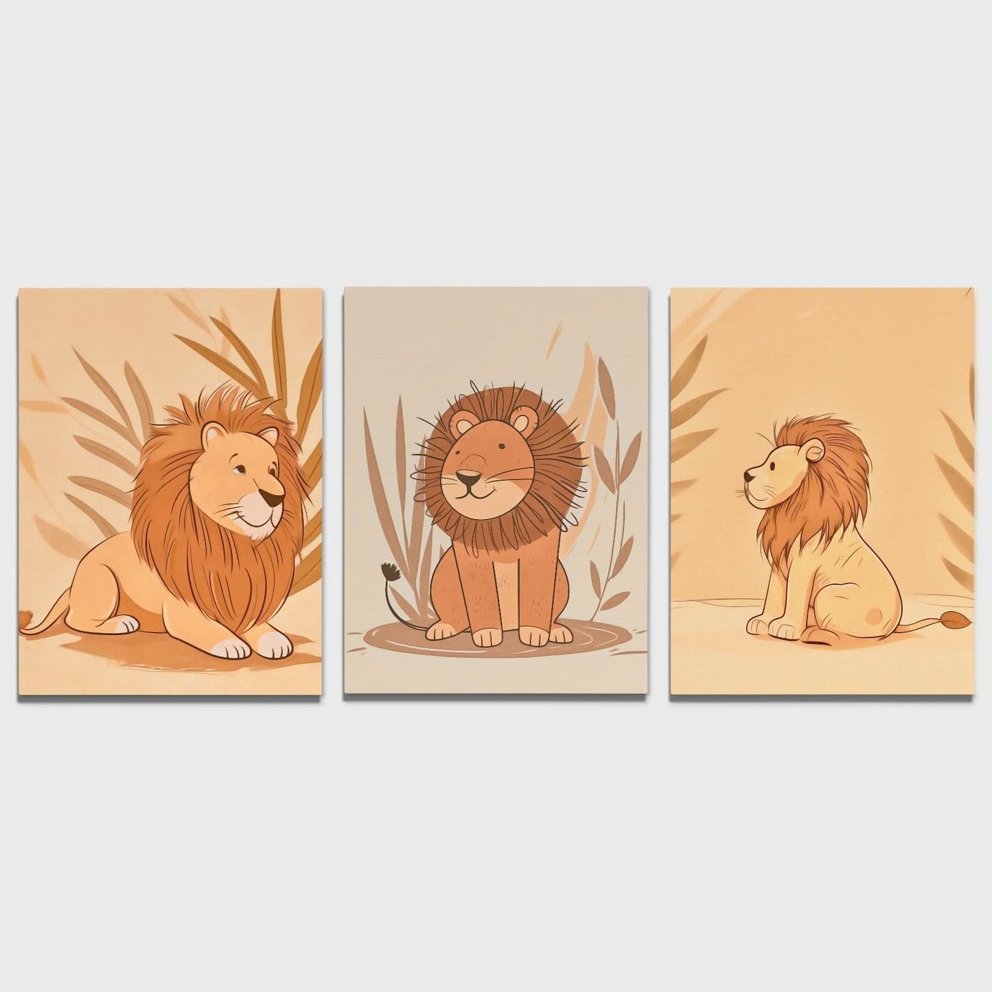 Little Lion Trio - Animals Canvas Wall Art