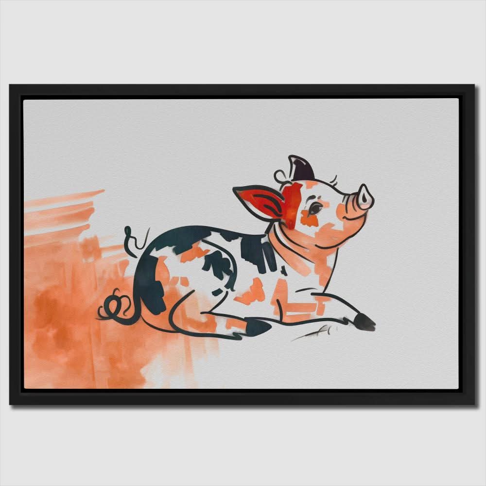 Little Piggy - Pastel Country and Farm Canvas Print