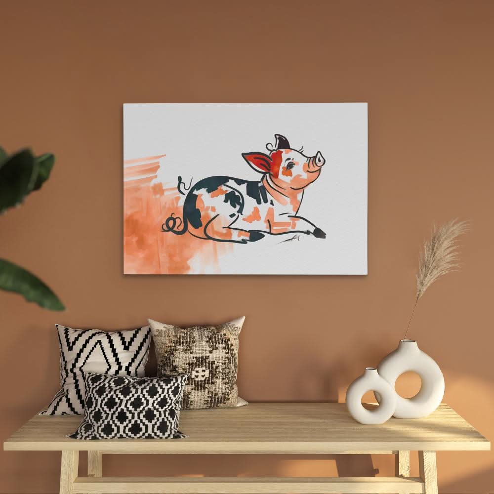 Little Piggy - Pastel Canvas Wall Art