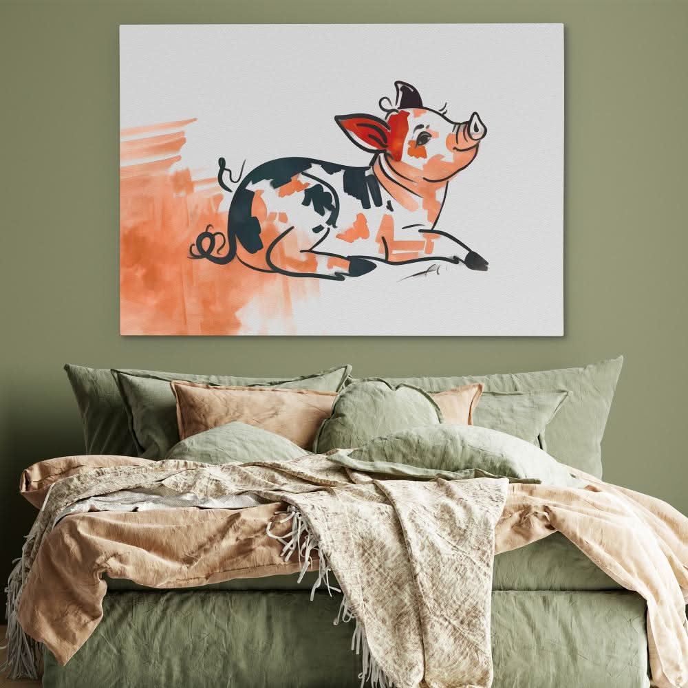 Little Piggy - Wall Art in Black Frame