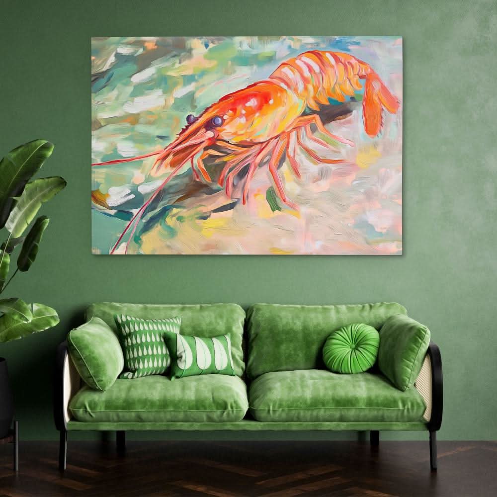 Lobster in Motion - Coastal Wall Art in Black Frame
