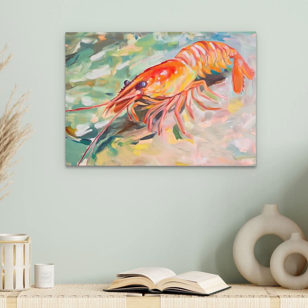 Lobster in Motion - Orange Coastal Canvas Print