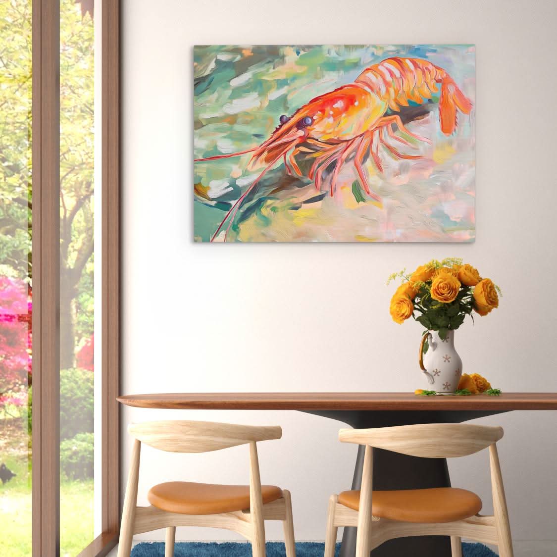 Lobster in Motion - Orange Canvas Wall Art