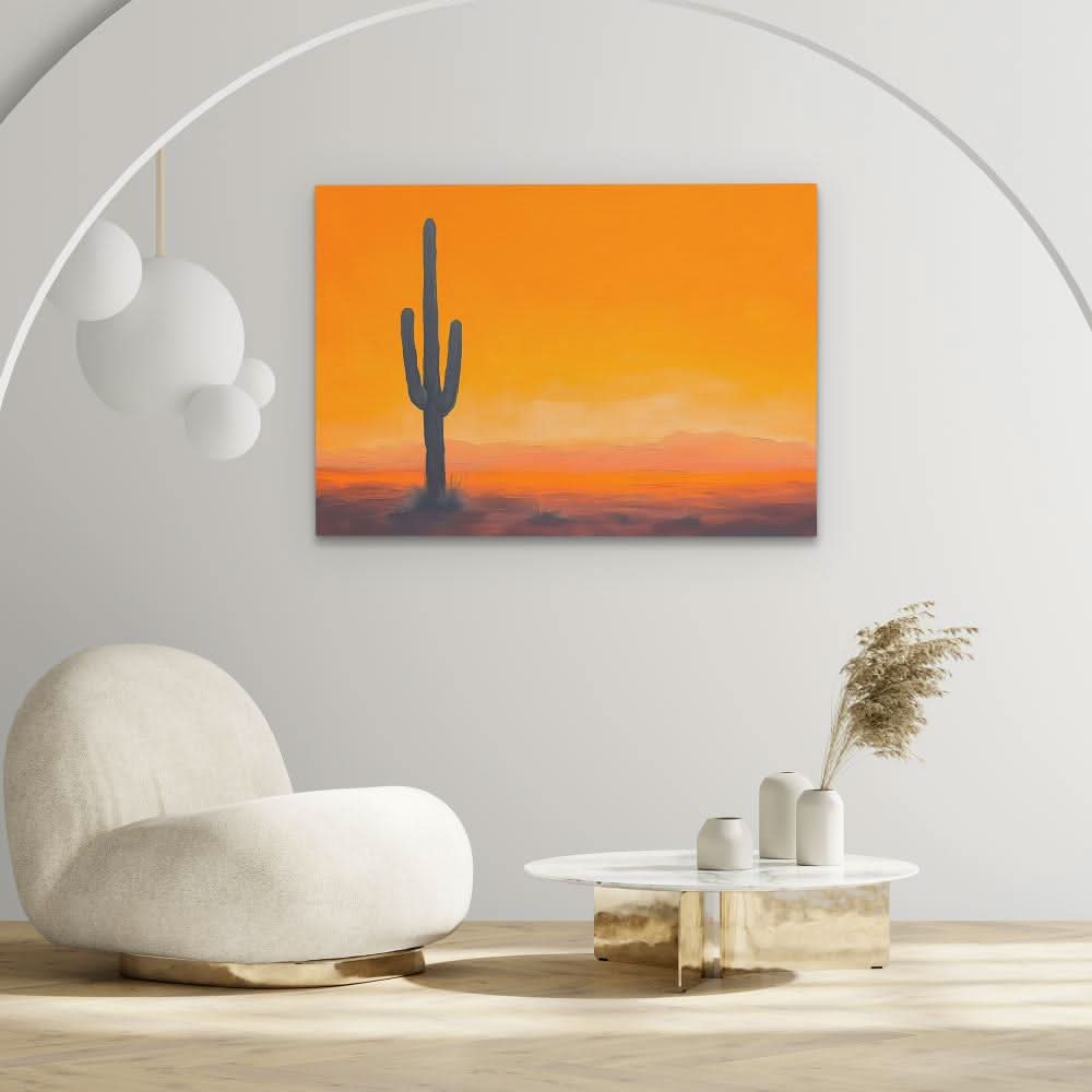 Lone Texas Cactus - Brown Entryway Canvas Print
