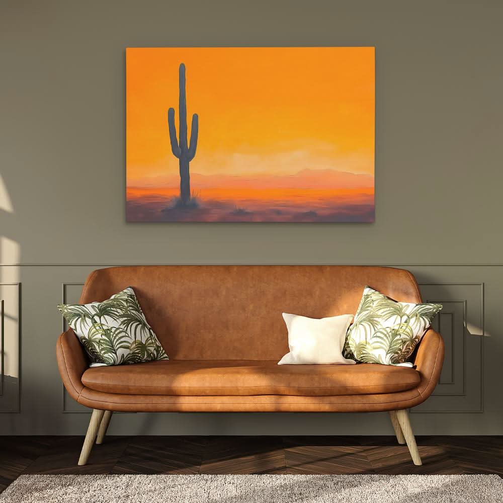 Lone Texas Cactus - Entryway Wall Art in Black Frame