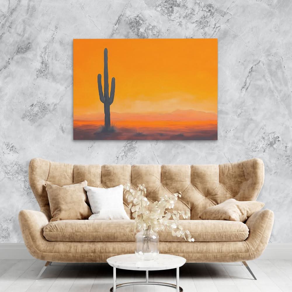 Lone Texas Cactus - Large Minimalist Canvas Print