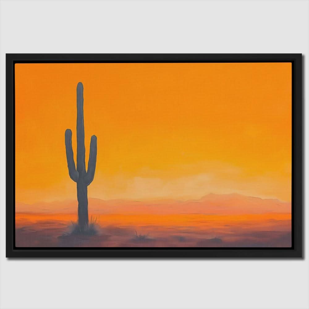Lone Texas Cactus - Minimalist Brown Canvas Wall Art