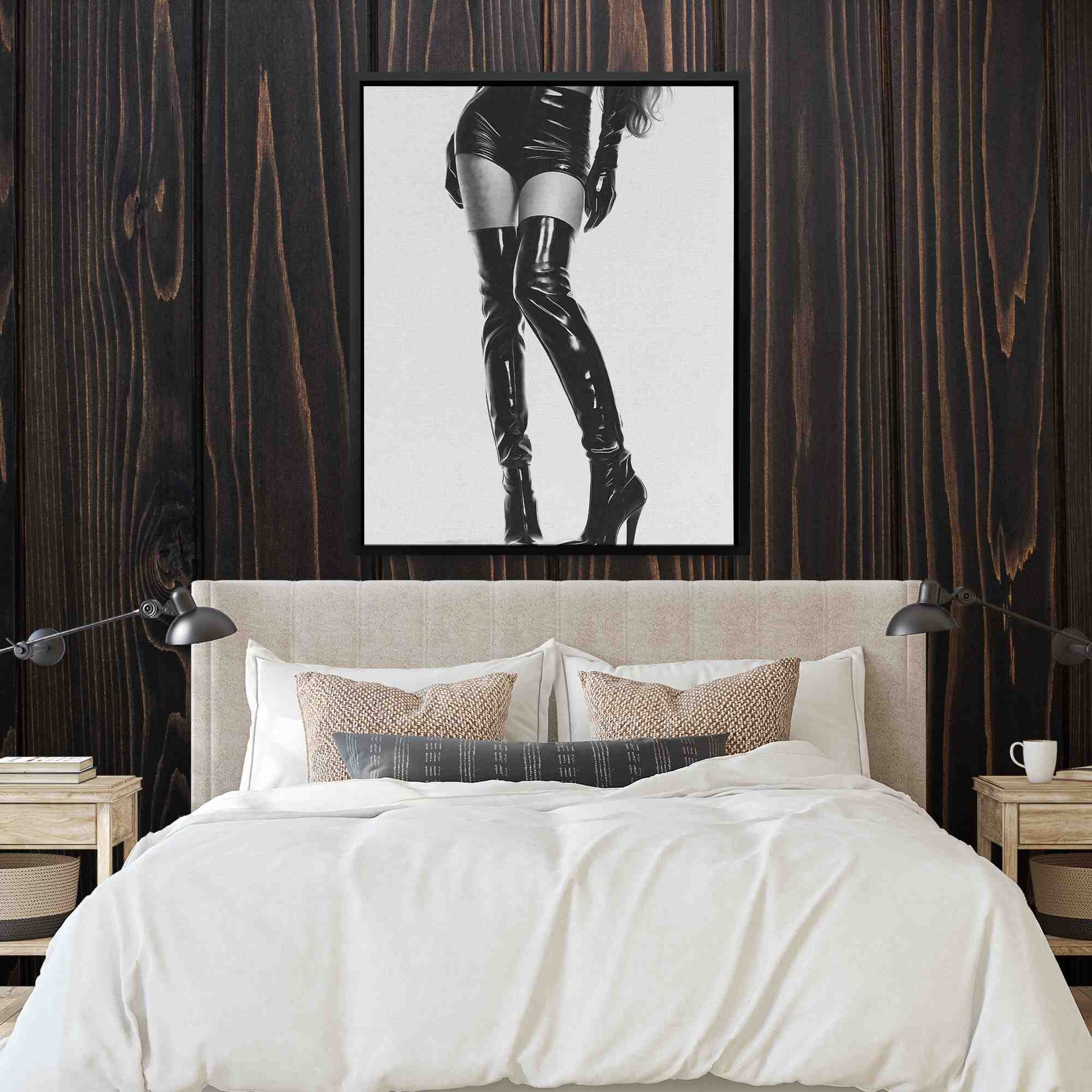 Long Legs - Boots Wall Art in Black Frame