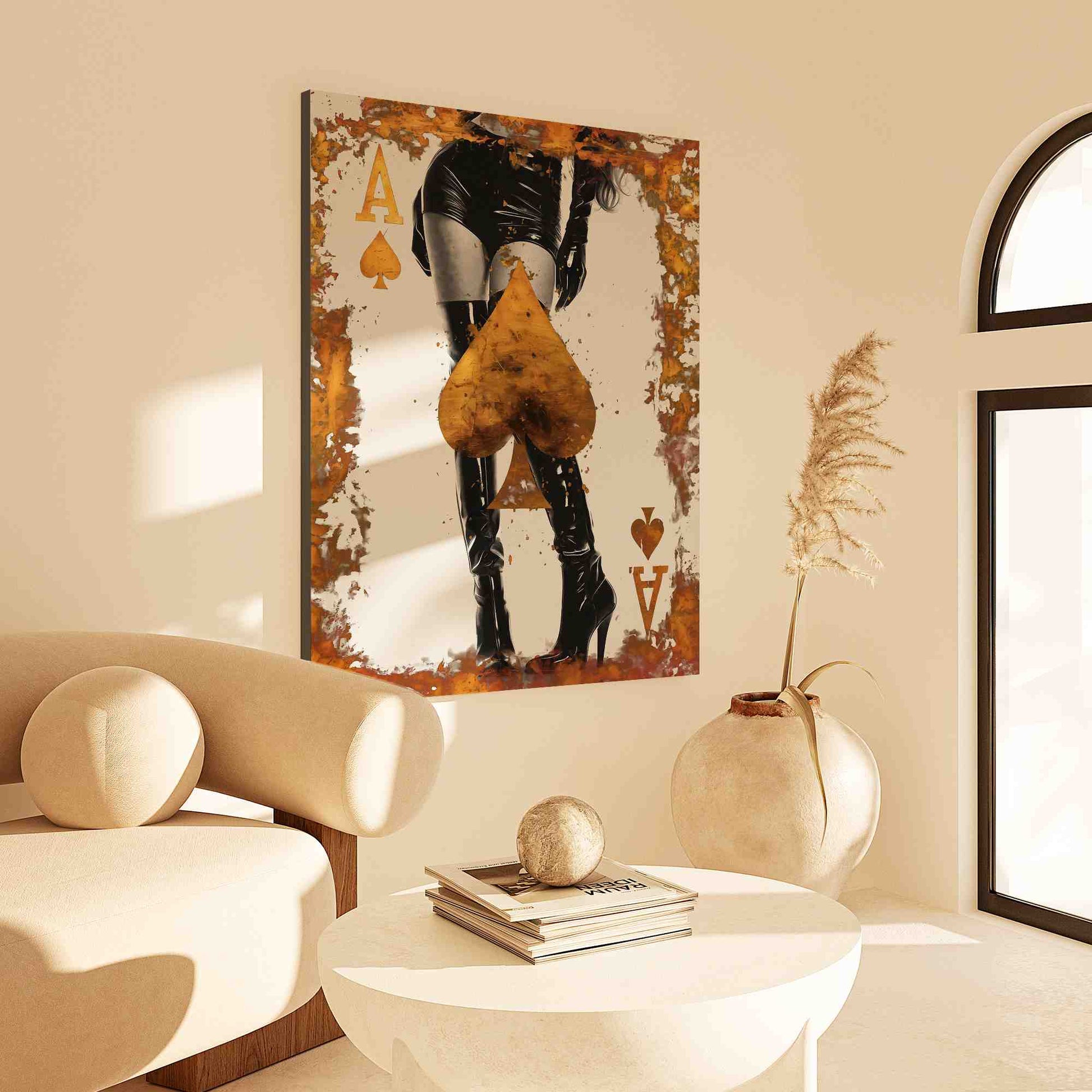 Long Legs Ace - Gold Ace Of Spades Canvas Print