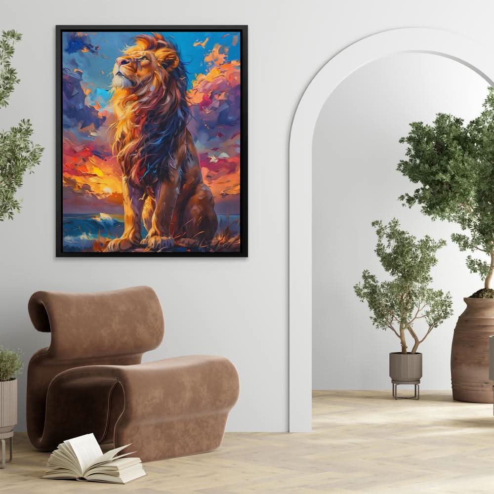 Looking to the Heavens - Colorful Big Cat Canvas Print
