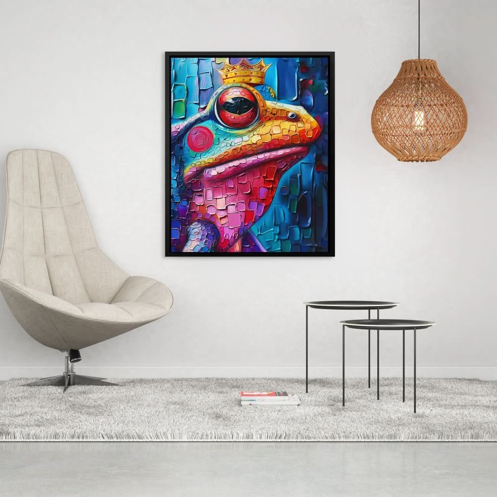Lord Frog - Fantasy Wall Art in Black Frame