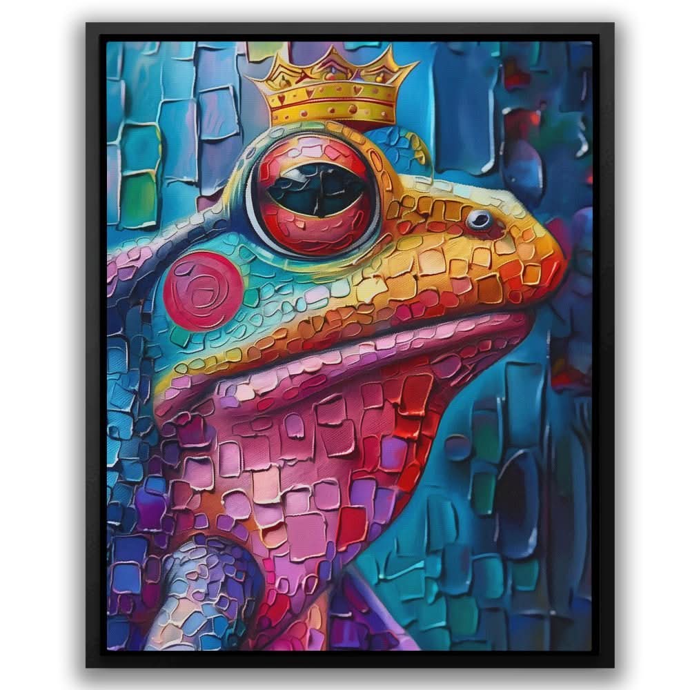 Lord Frog - Crown Wall Art in Black Frame