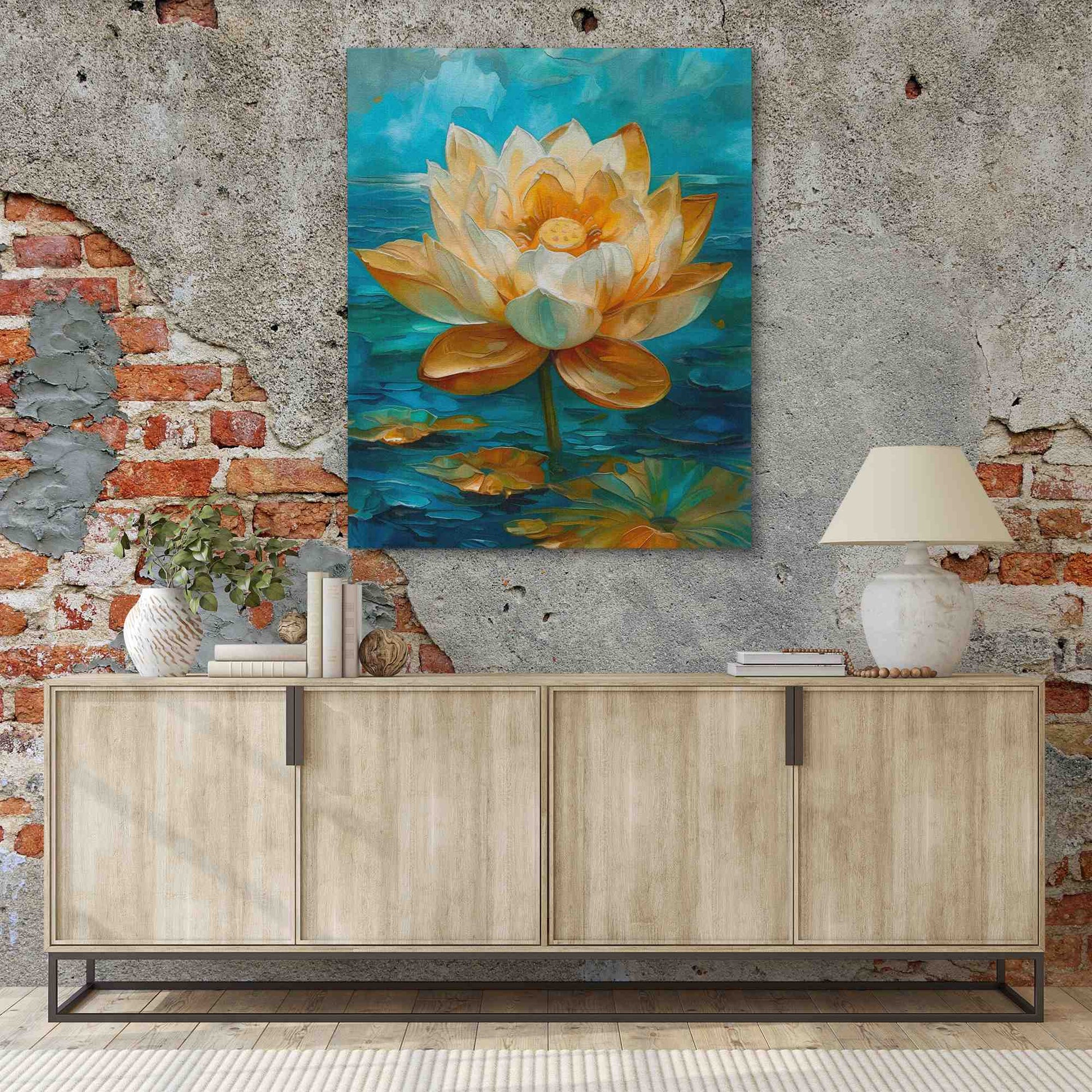 Lotus on the Lake - Wall Art in Black Frame