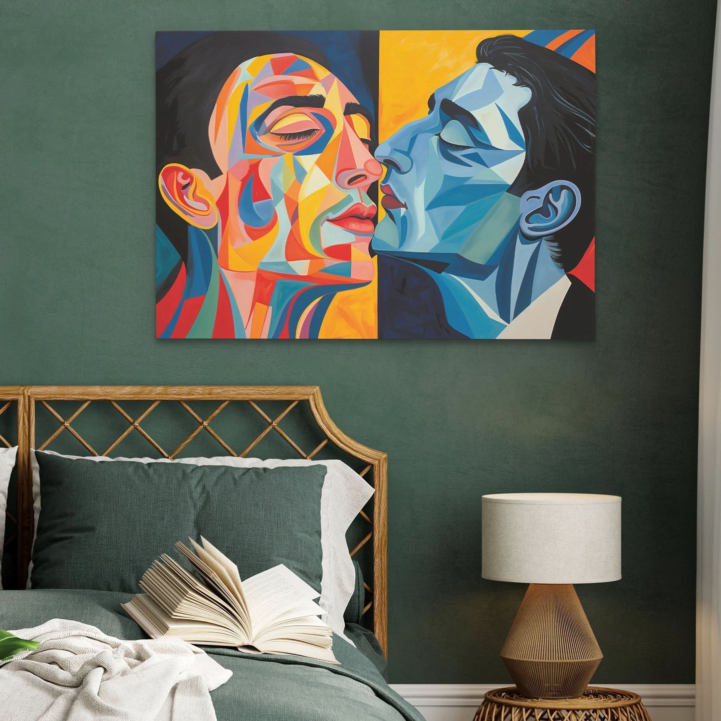 Lover's Pursuit - Gay Wall Art in Black Frame