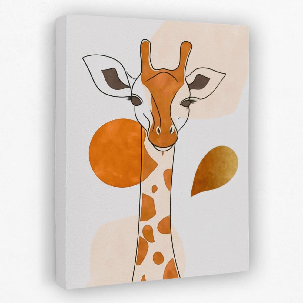 Loving Giraffe Minimal - Animals Canvas Wall Art