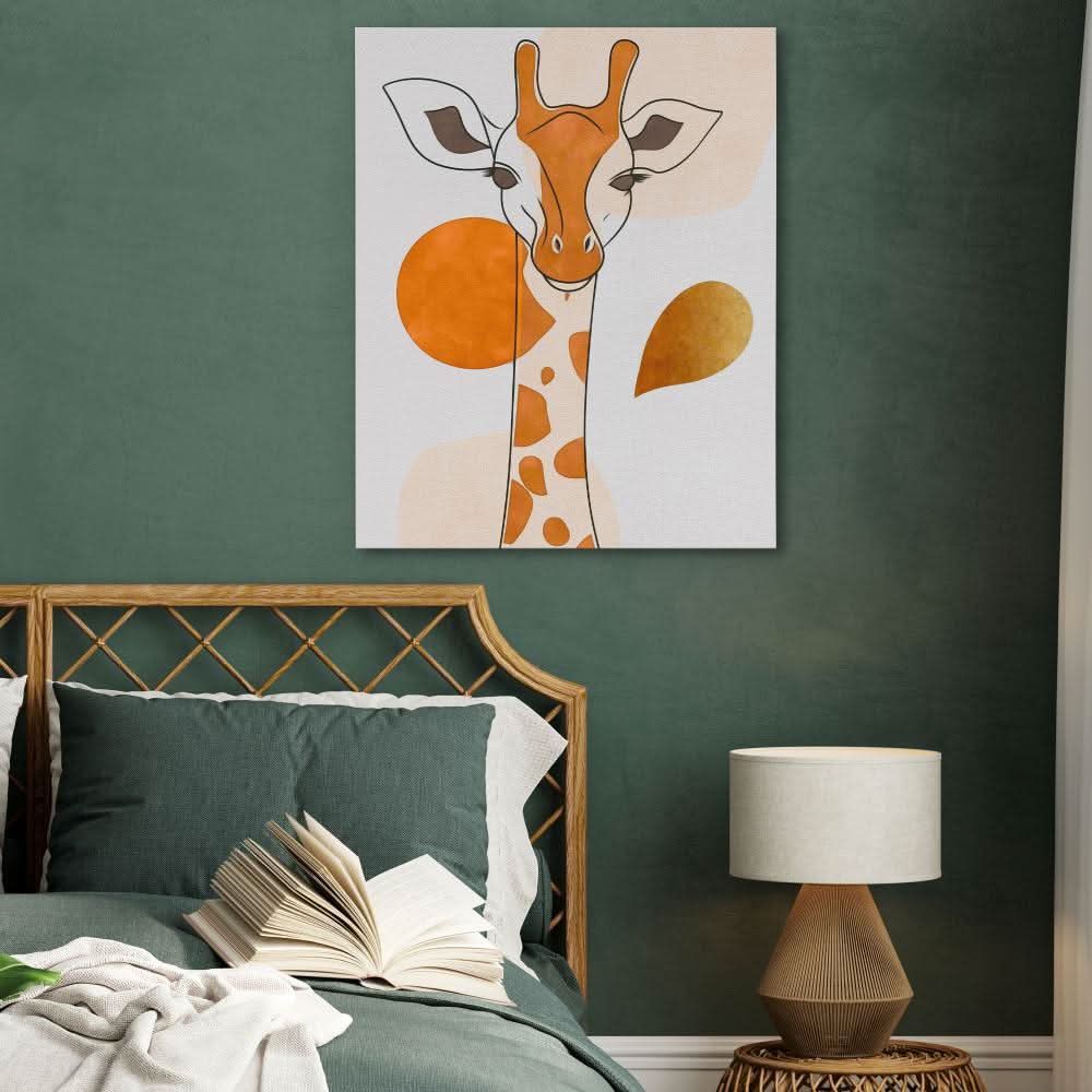 Loving Giraffe Minimal - Minimalist Wall Art in Black Frame