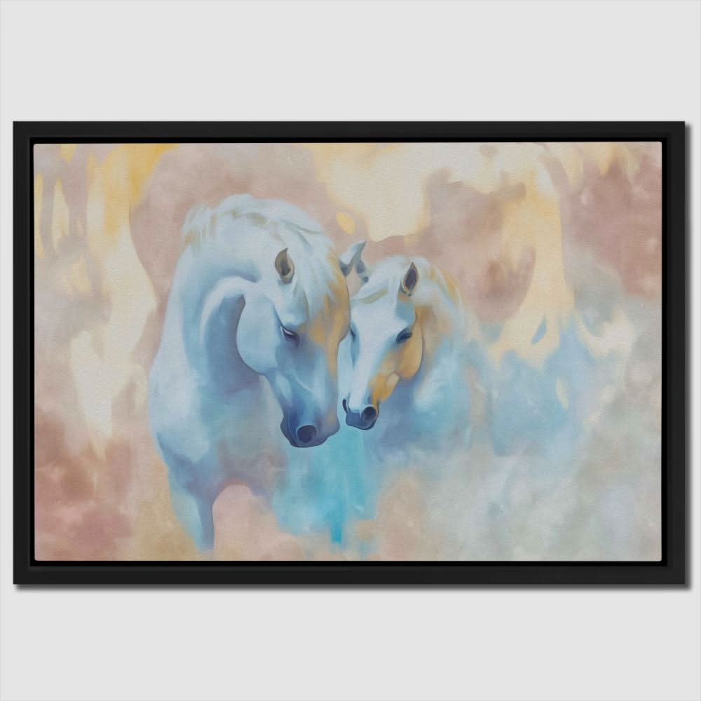 Loving Horses - Beige Canvas Wall Art