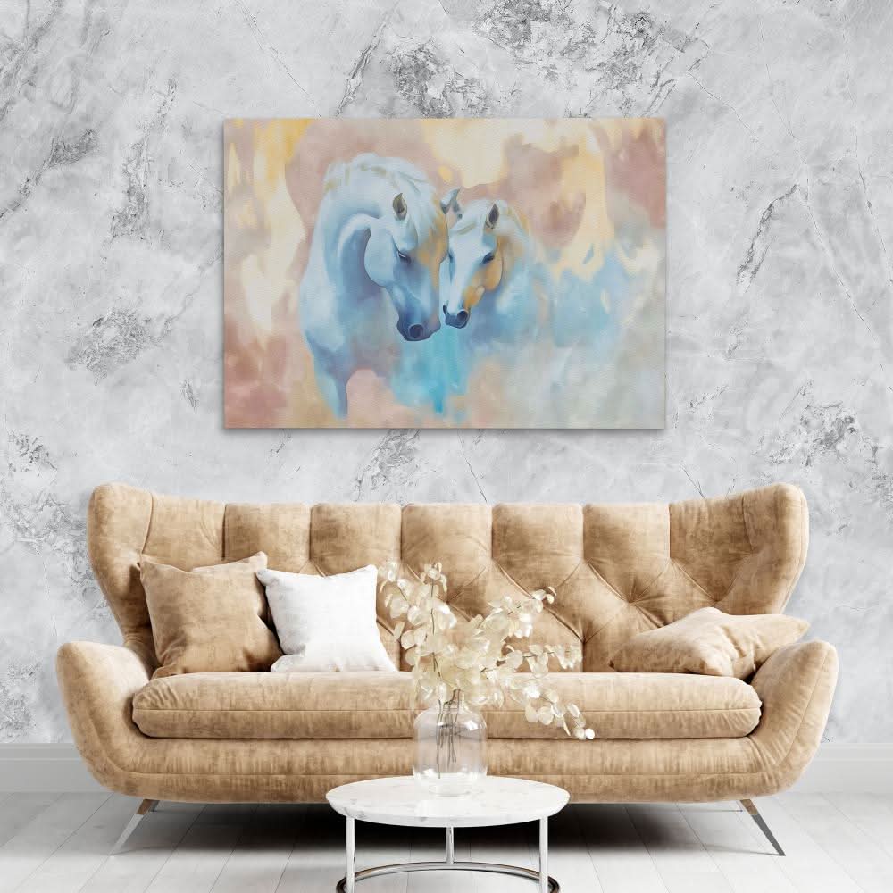 Loving Horses - Wall Art in Black Frame