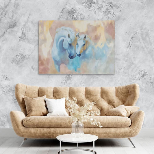 Loving Horses - Wall Art in Black Frame