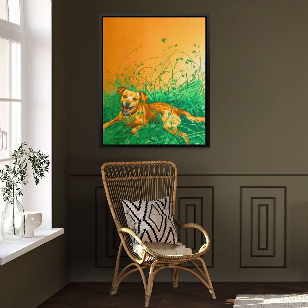 Lucky Dog - Wall Art in Black Frame