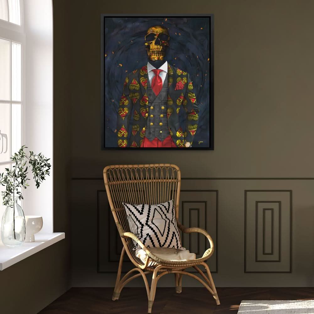 Lucky Skull - Black Heart Canvas Print