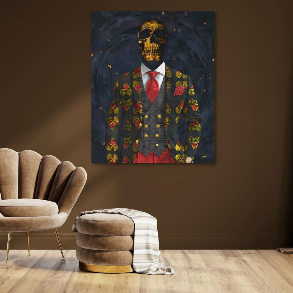 Lucky Skull - Black Canvas Wall Art