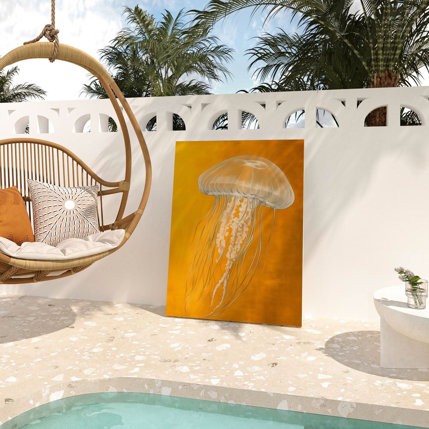 Luminous Float - Orange Beach House Canvas Print