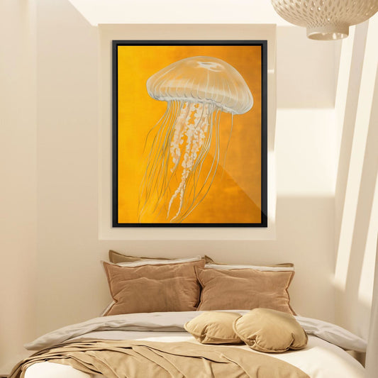 Luminous Float - Minimalist Wall Art in Black Frame
