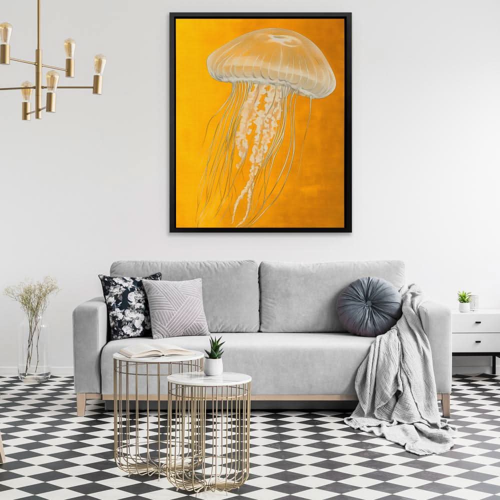 Luminous Float - Beach House Wall Art in Black Frame