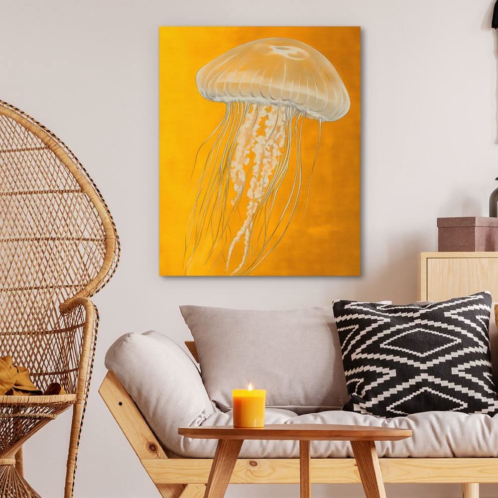 Luminous Float - Modern Yellow Canvas Wall Art