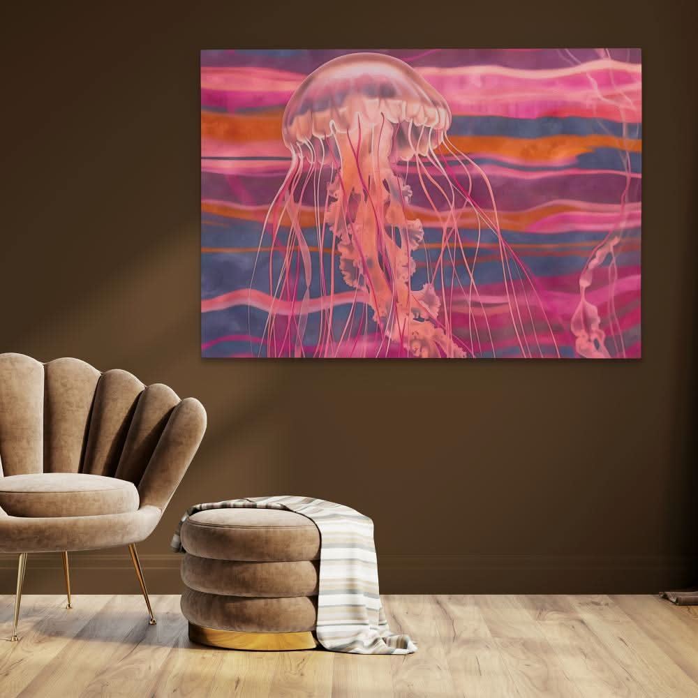 Luminous Jellyfish - Colorful Magenta Canvas Print
