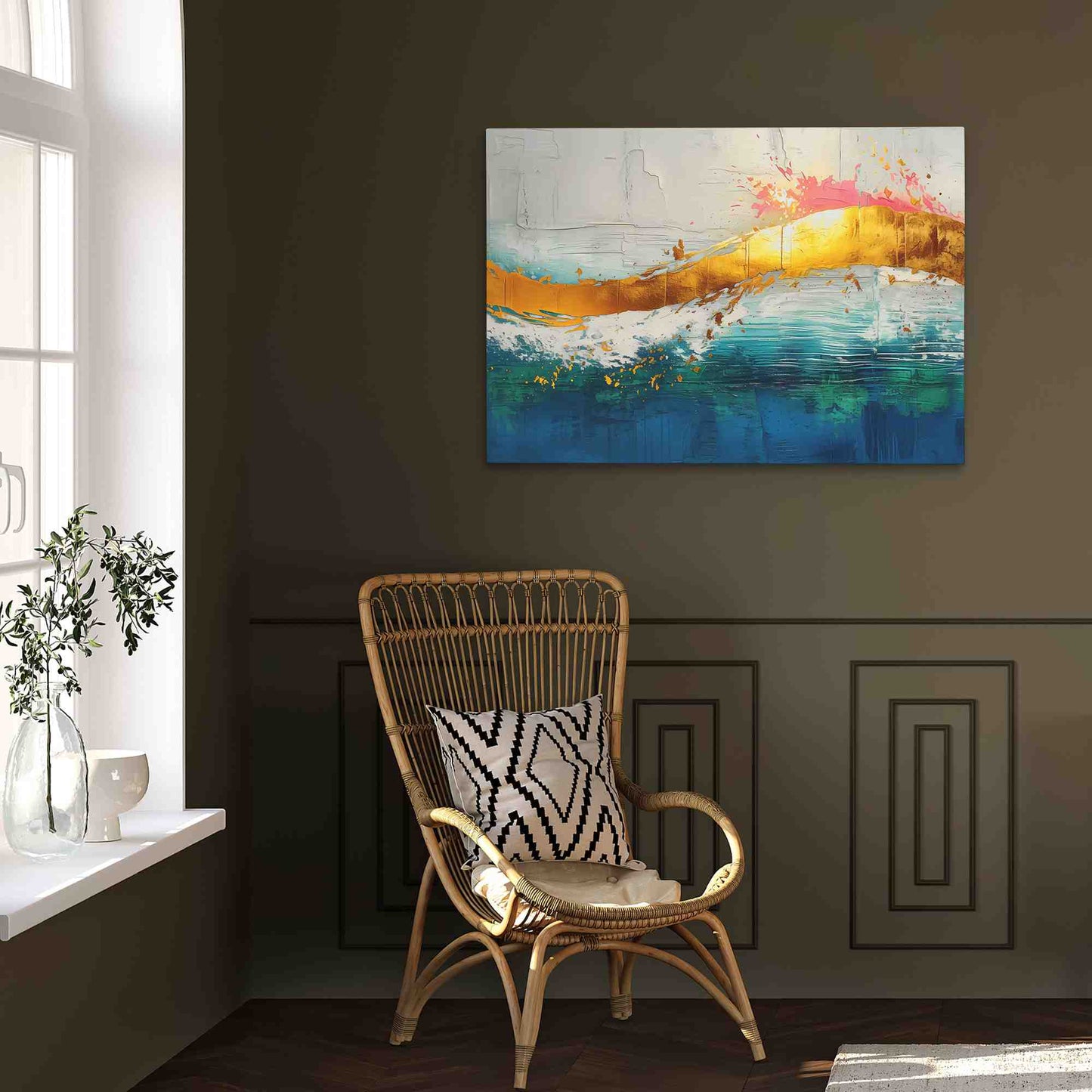 Luminous Wave - Abstract Gold Canvas Wall Art