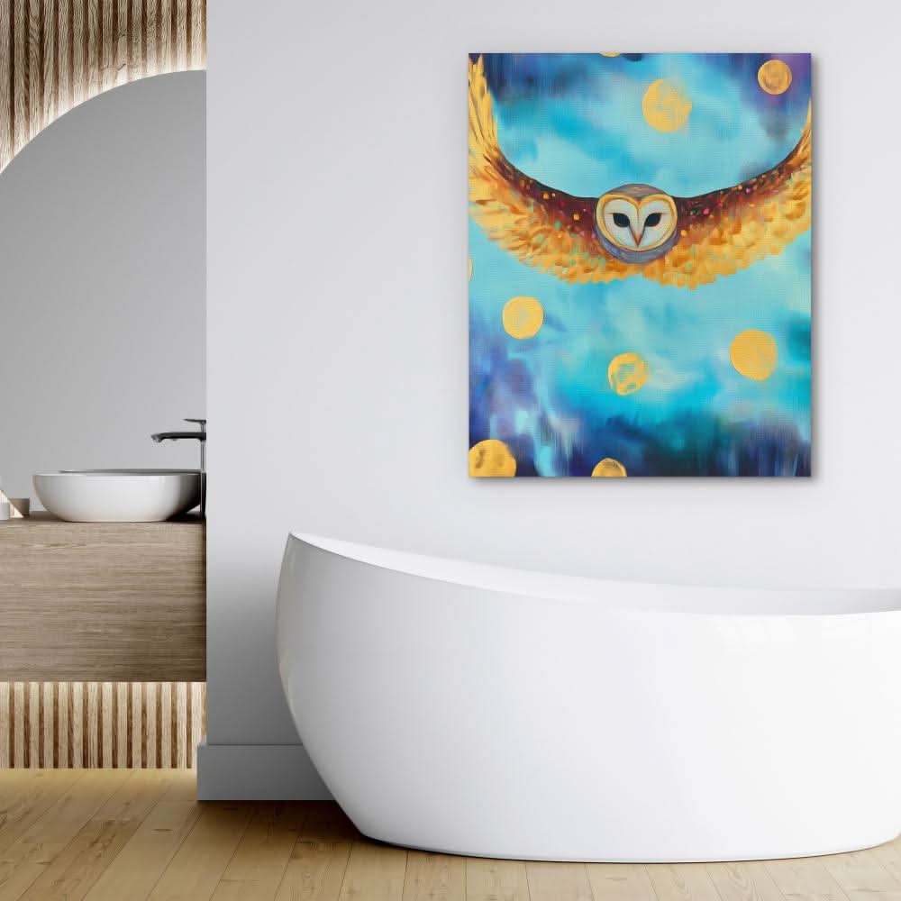 Lunar Owl - Blue Bird Canvas Print