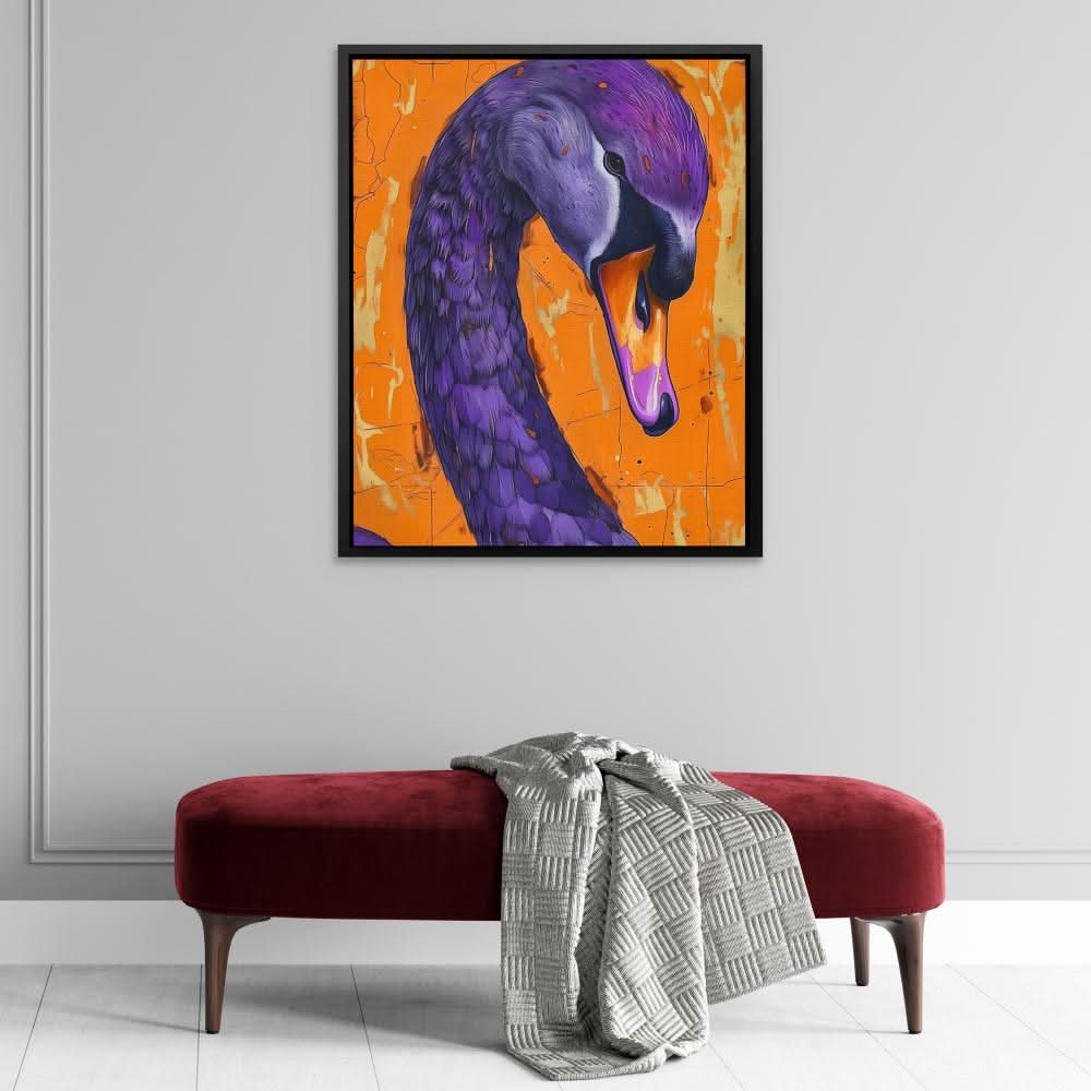 Lunar Swan - Modern Colorful Canvas Wall Art