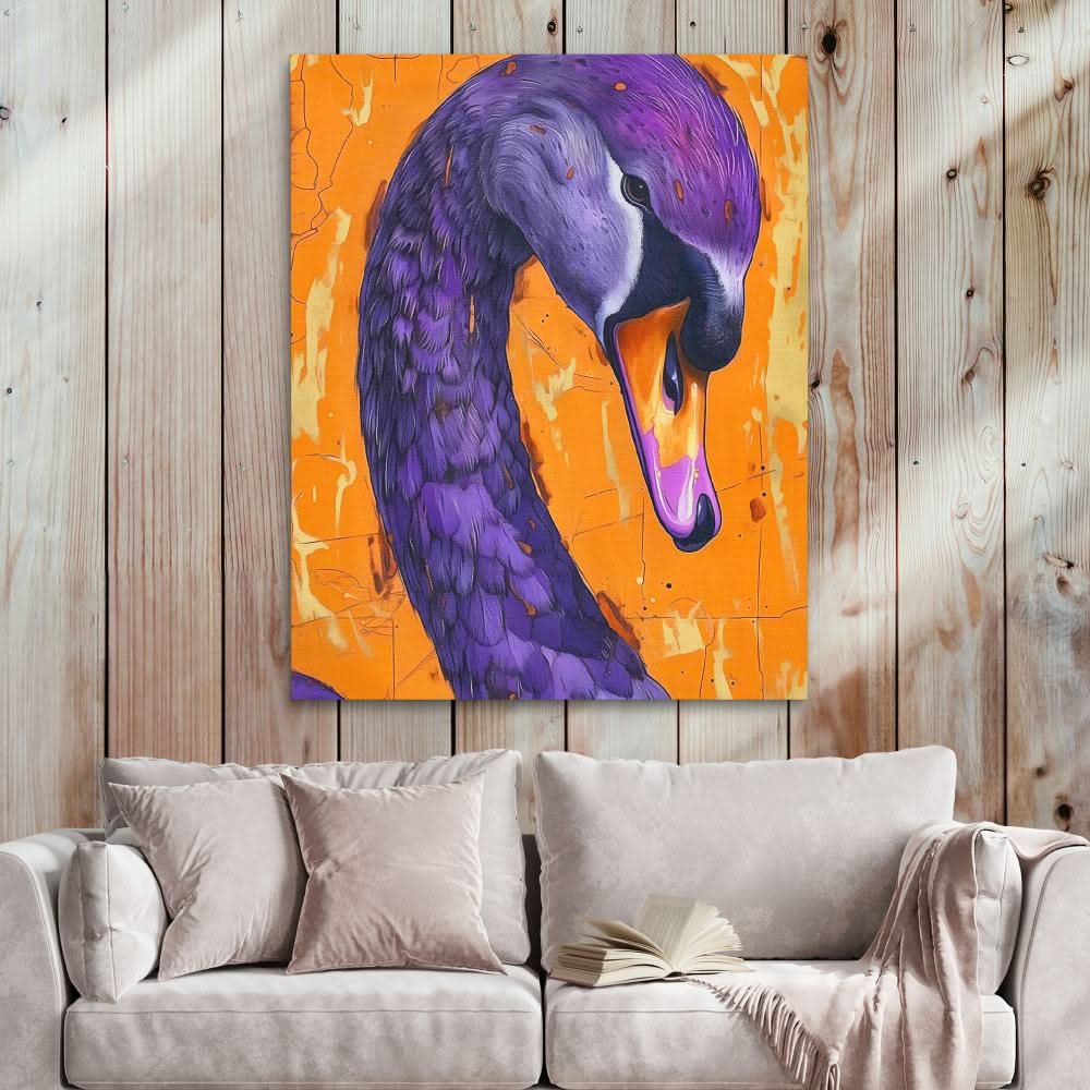 Lunar Swan - Colorful Canvas Print