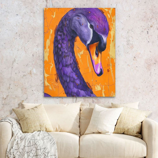 Lunar Swan - Modern Wall Art in Black Frame