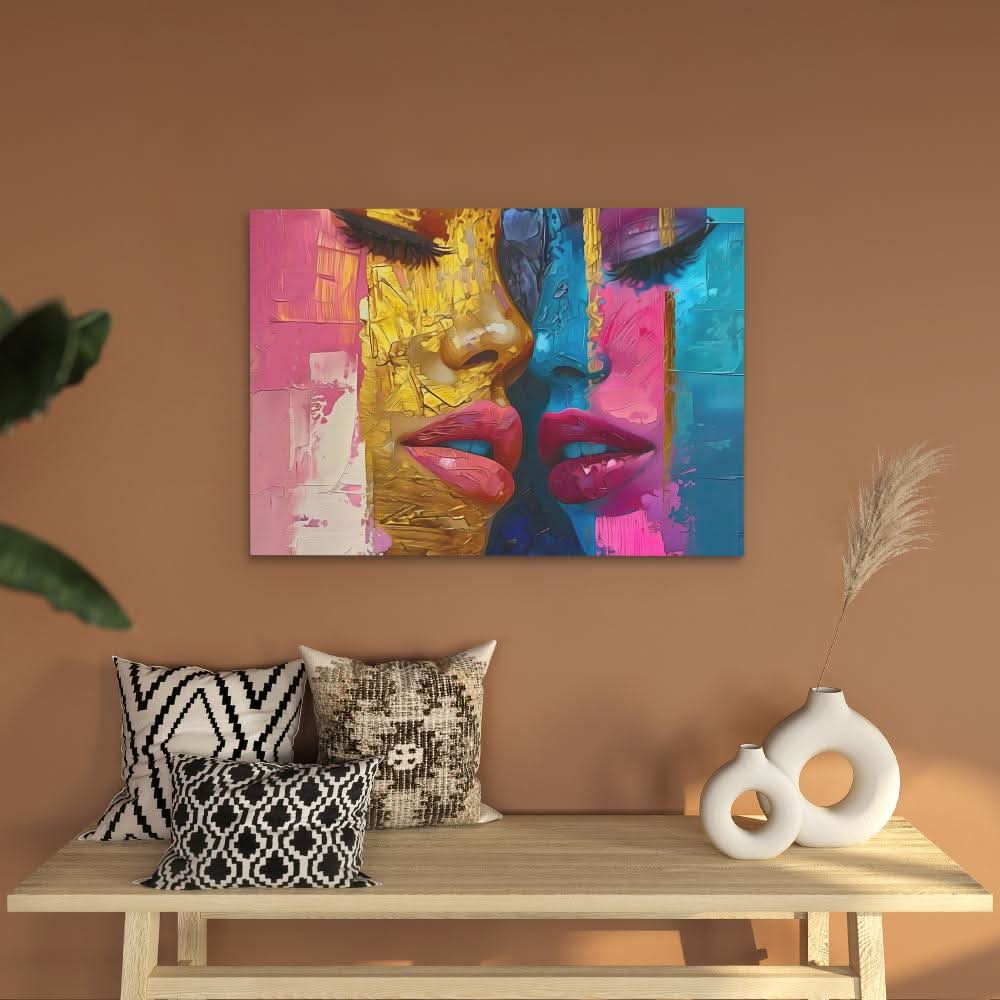 Luscious Lady Lips - Abstract Wall Art in Black Frame