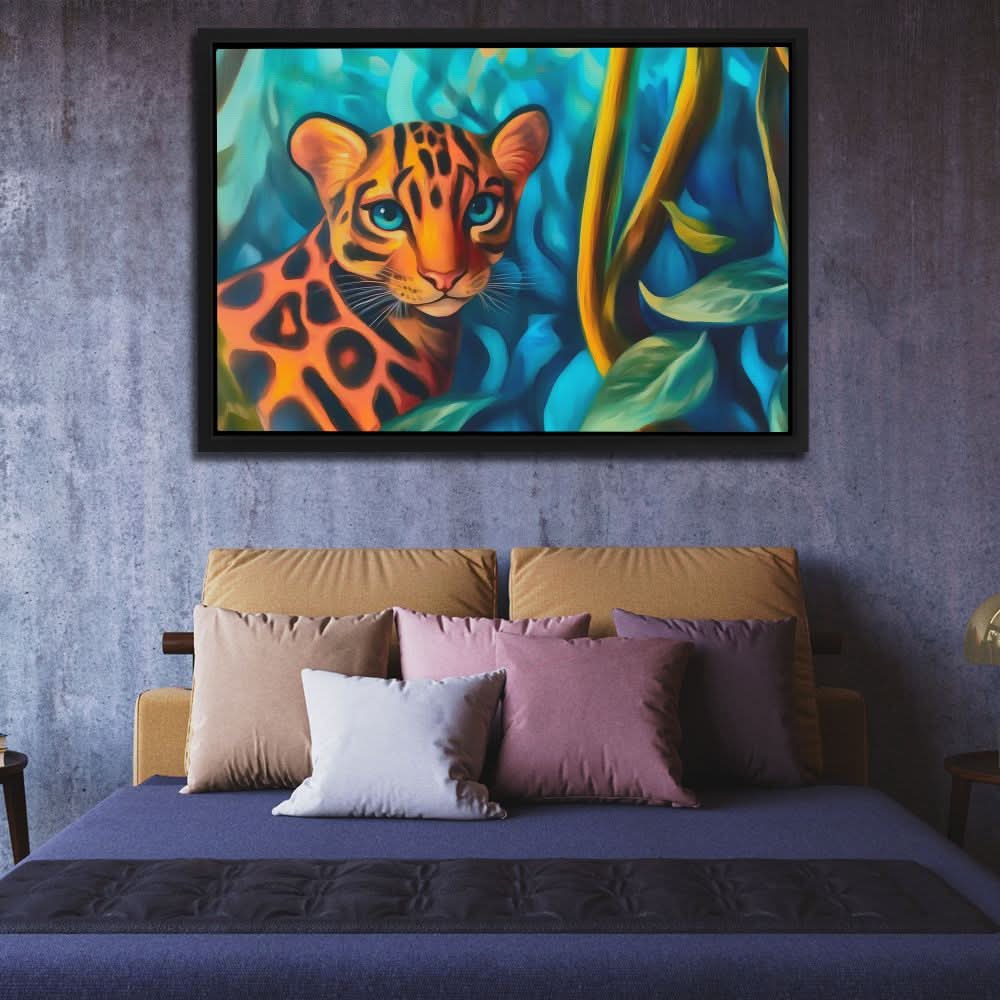 Luscious Leopard - Blue Big Cat Canvas Print