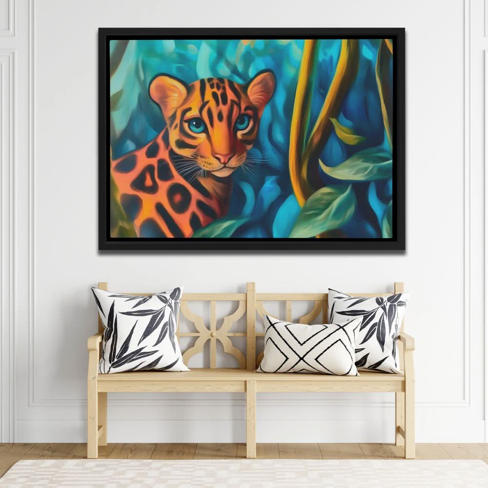 Luscious Leopard - Blue Wall Art for Lounge