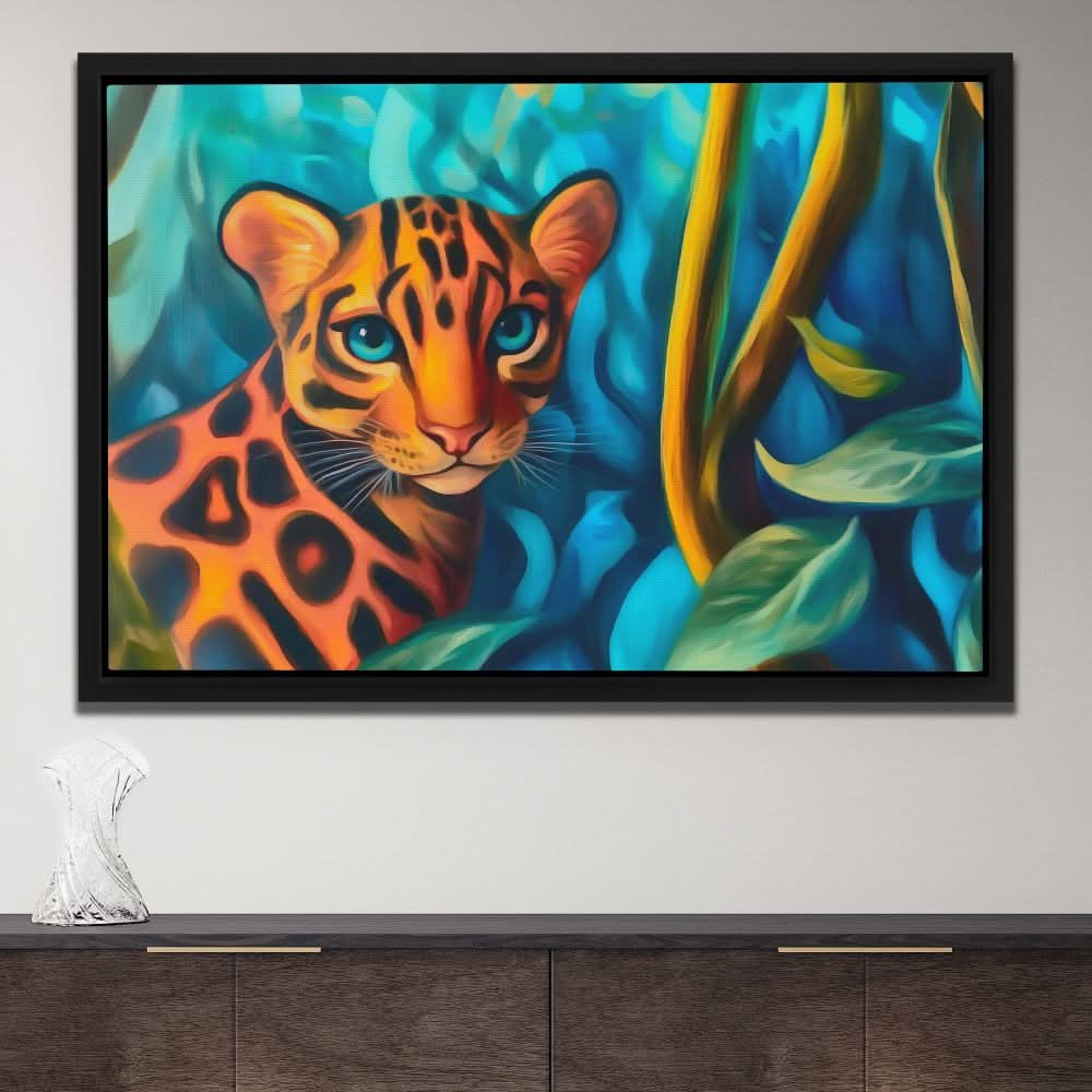 Luscious Leopard - Big Cat Wall Art in Black Frame