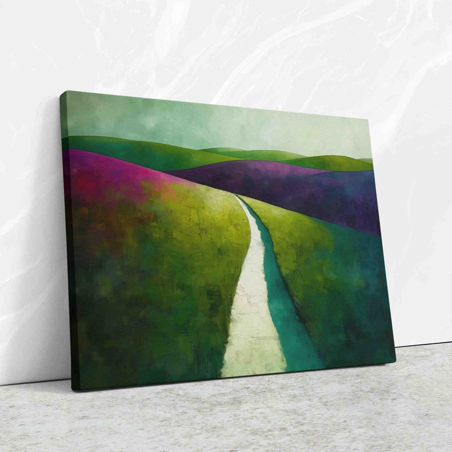 Lush Fields - Abstract Wall Art in Black Frame