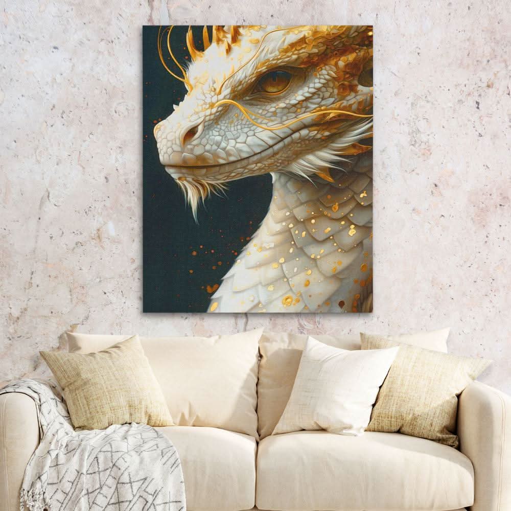Luxurious Dragon - Dragon Wall Art in Black Frame
