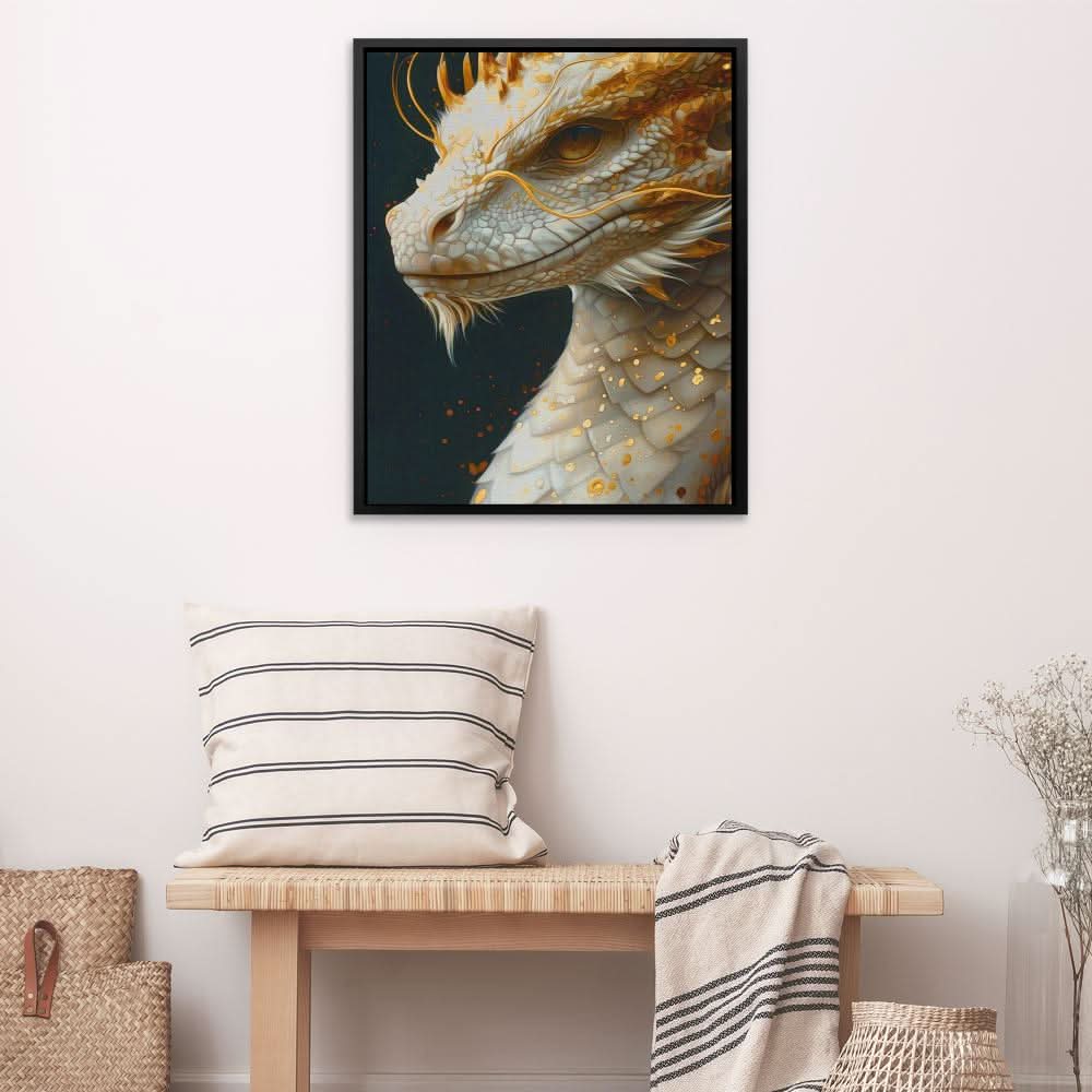 Luxurious Dragon - Fantasy Wall Art in Black Frame